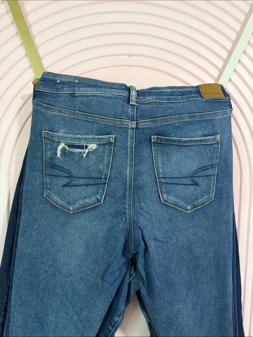 American Eagle Outfitters Blue Distressed Flare Jeans - Picture 9 of 11